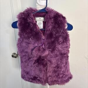 American Widgeon Vest 7-8 Purple Faux Fur Fleece Lined Puffy Full Zip Girls